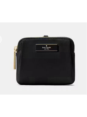 Kate Spade Carter Nylon Card Case Lanyard Pouch Black New